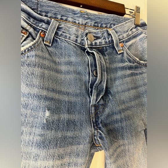 Levi's 501 Straight Leg Button Fly Jeans Patchwork Raw Size 27 - Picture 5 of 9